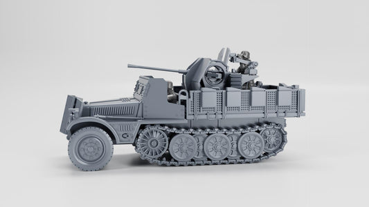 Bolt Action Battlegroup Sd.Kfz.10-5 with armor and 2 cm Flak 38  with Crew (Germany, WW2) Various Scales