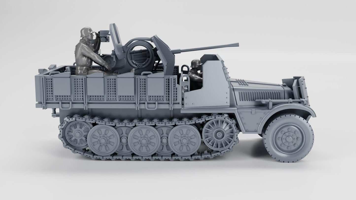 Bolt Action Battlegroup Sd.Kfz.10-5 with armor and 2 cm Flak 38  with Crew (Germany, WW2) Various Scales