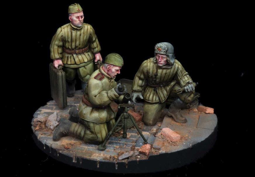 Soviet Mortar Team 50mm (late War Fall of Berlin)  (USSR) (Soviet, WW2) Various Scales BA